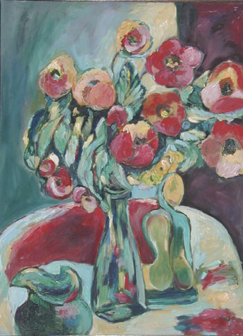 Tulpen mit kleiner Statue
